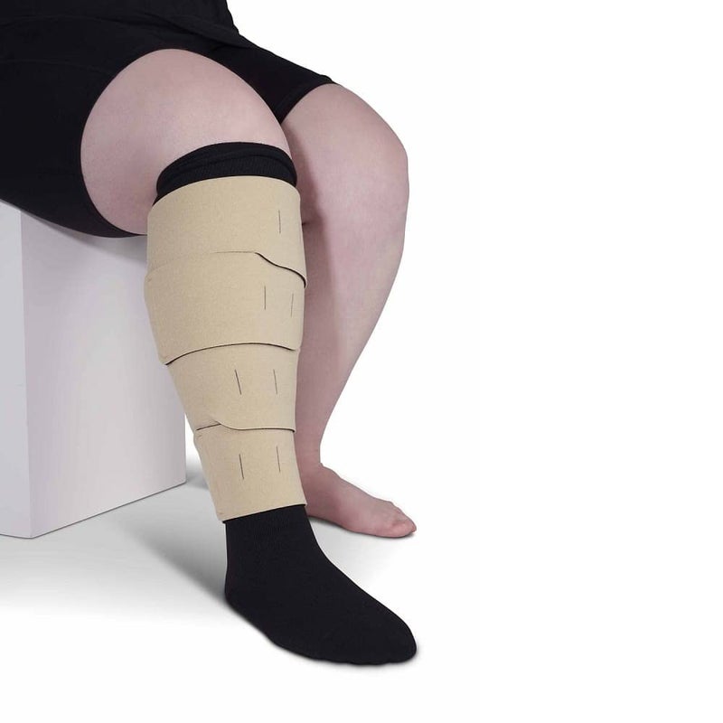 CircAid Juxtalite HD Lower Leg System Easy to Use Adjustable Compression Wrap Garment for Men Women Leg Circulation for Support Flexible Hood Loop Straps XLarge Short Calf Beige New